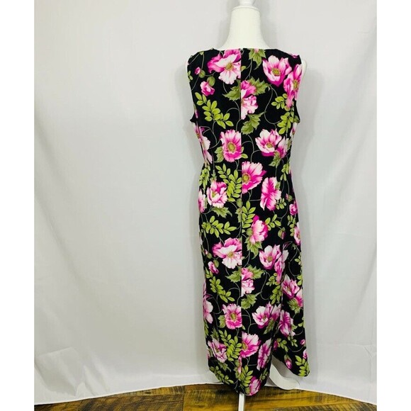 Sag Harbor Petite Dress Women 12P Black Pink Floral Faux Wrap sleeveless - Picture 3 of 9